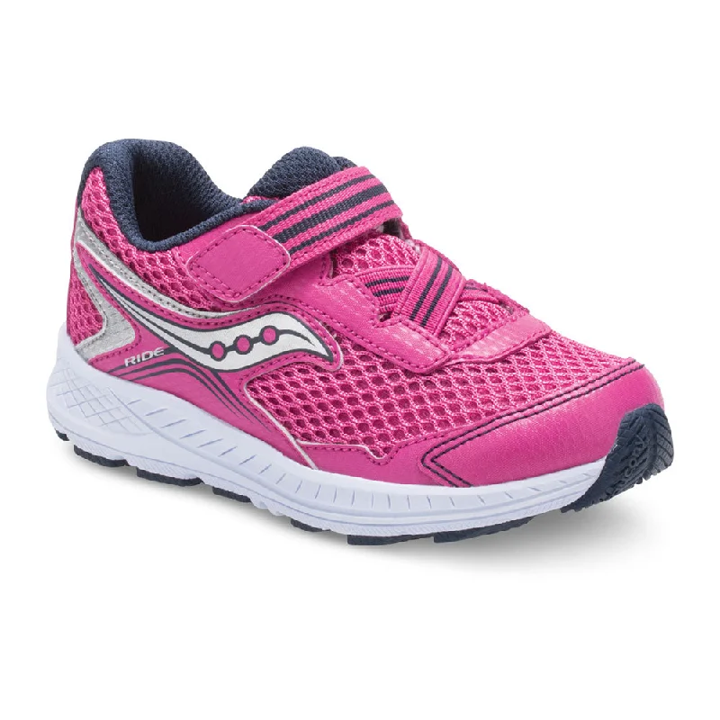 Saucony Toddler/Little Girls Ride 10 Jr. Velcro Sneaker Pink / Silver