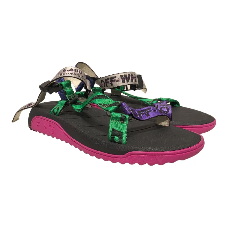 OFF-WHITE/Sandals/EU 41/Graphic/BLK/pink soles, green purple stra